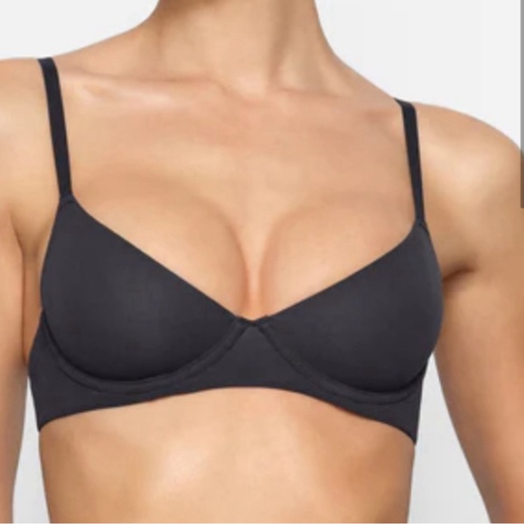 -NWT SKIMS Fits Everybody Unlined Underwire Bra - Onyx - Picture 2 of 5